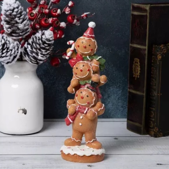 Stacked Gingerbread Decor Festive Gingerbread Family Holiday Decor - Picture 1 of 4